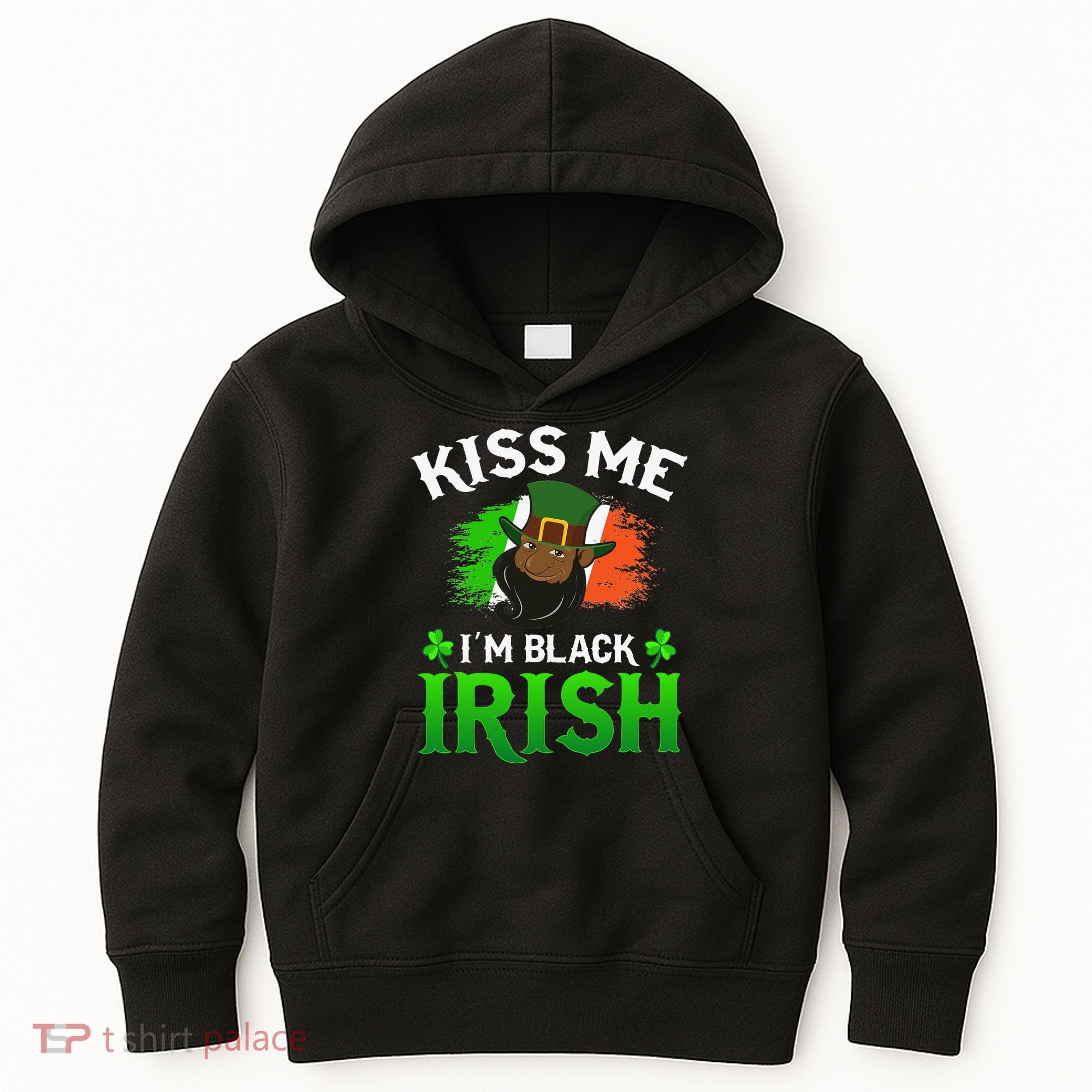 Kissing Me I'm Black Irish Ireland Flag St Patricks Day Kids Hoodie