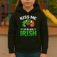 Kissing Me I'm Black Irish Ireland Flag St Patricks Day Kids Hoodie thumb 3