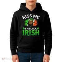Kissing Me I'm Black Irish Ireland Flag St Patricks Day Kids Hoodie thumb 4