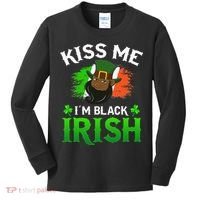 Kissing Me I'm Black Irish Ireland Flag St Patricks Day Kids Long Sleeve Shirt thumb 0