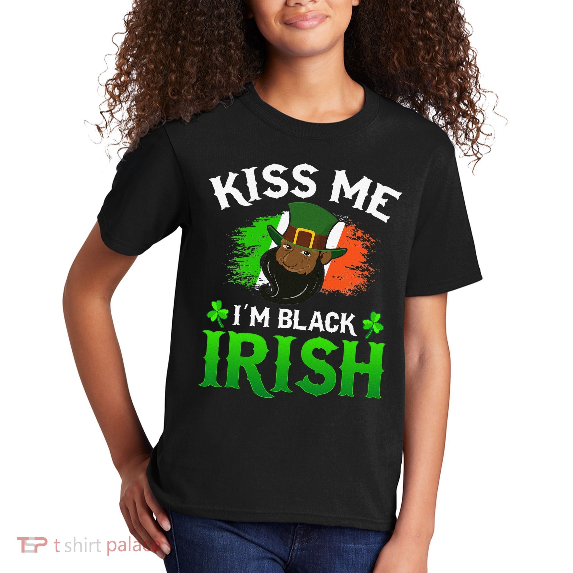Kissing Me I'm Black Irish Ireland Flag St Patricks Day Kids T-Shirt
