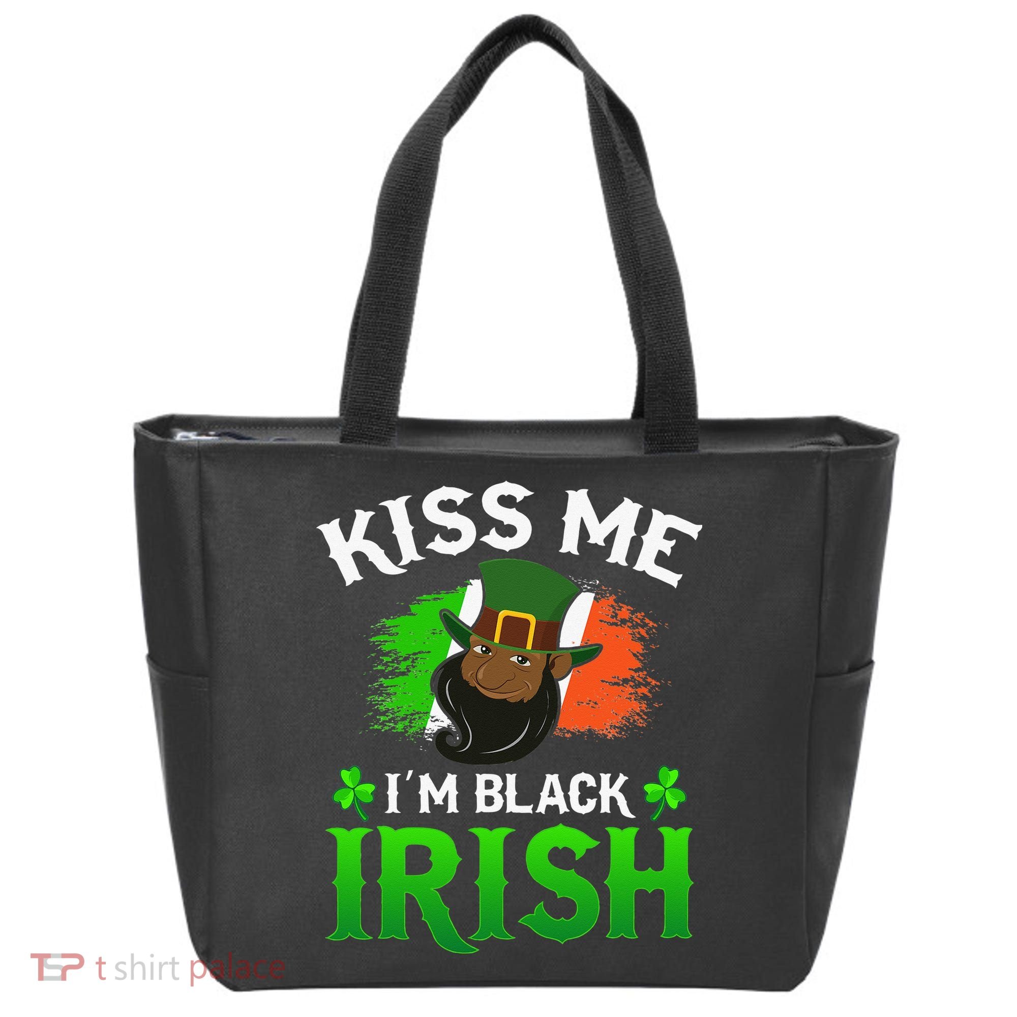 Kissing Me I'm Black Irish Ireland Flag St Patricks Day Tote Bag