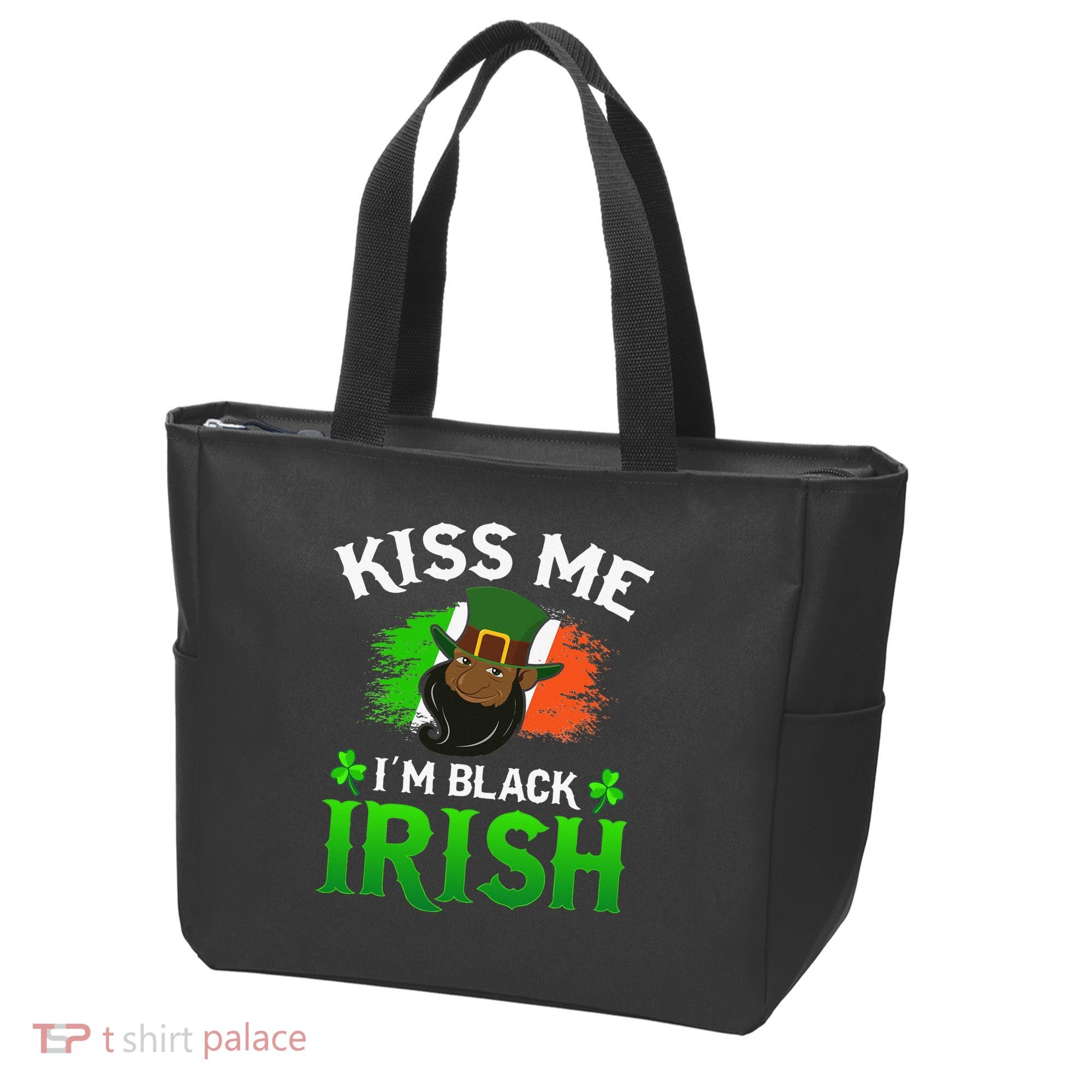 Kissing Me I'm Black Irish Ireland Flag St Patricks Day Tote Bag
