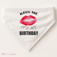 Kiss Me It's My Birthday USA-Made Doggie Bandana thumb 0
