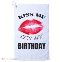 Kiss Me It's My Birthday Golf Towel thumb 0