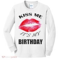Kiss Me It's My Birthday Kids Long Sleeve Shirt thumb 0