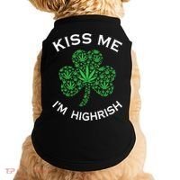 Kiss Me I'm Highrish Clover Marijuana Funny Irish St Patrick Day Doggie Tank thumb 0