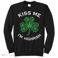 Kiss Me I'm Highrish Clover Marijuana Funny Irish St Patrick Day Sweatshirt thumb 0