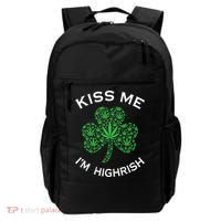 Kiss Me I'm Highrish Clover Marijuana Funny Irish St Patrick Day Backpack thumb 0