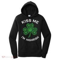 Kiss Me I'm Highrish Clover Marijuana Funny Irish St Patrick Day Women's Hoodie thumb 0