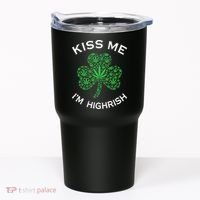 Kiss Me I'm Highrish Clover Marijuana Funny Irish St Patrick Day Tumbler thumb 0