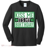 Kiss Me It's My Birthday Cute St. Patrick's Day Irish Funny Kids Long Sleeve Shirt thumb 0