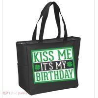 Kiss Me It's My Birthday Cute St. Patrick's Day Irish Funny Tote Bag thumb 2