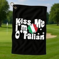 Kiss Me I'm O'Talian Funny Italian St Patrick's Day Golf Towel thumb 1