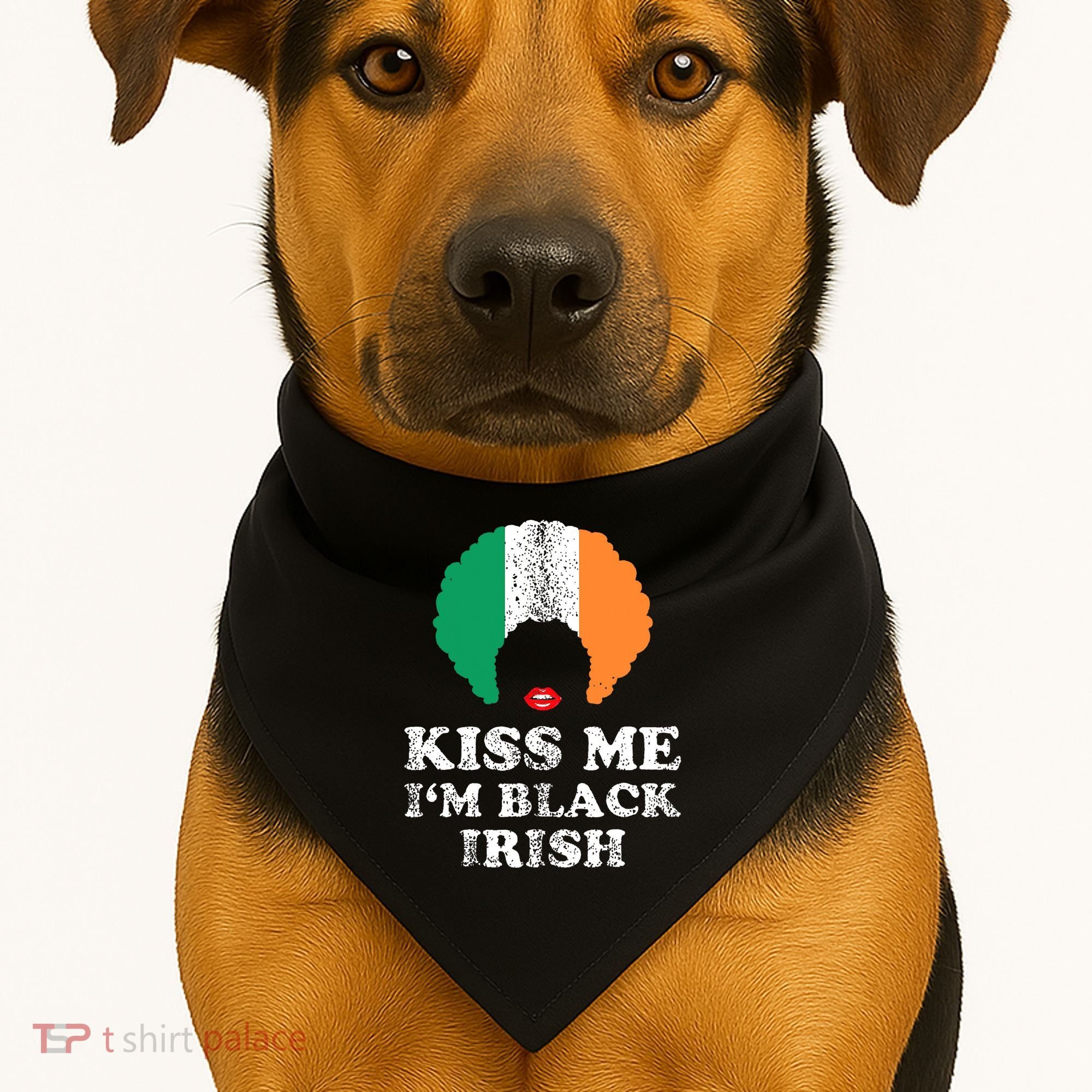 Kiss Mee I'm Black Irish History Funny St Patricks Day USA-Made Doggie Bandana