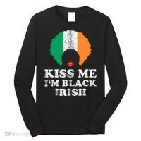 Kiss Mee I'm Black Irish History Funny St Patricks Day Long Sleeve Shirt thumb 0