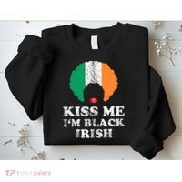 Kiss Mee I'm Black Irish History Funny St Patricks Day Sweatshirt thumb 2