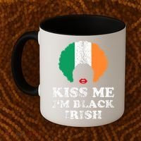 Kiss Mee I'm Black Irish History Funny St Patricks Day Coffee Mug thumb 2