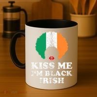 Kiss Mee I'm Black Irish History Funny St Patricks Day Coffee Mug thumb 4