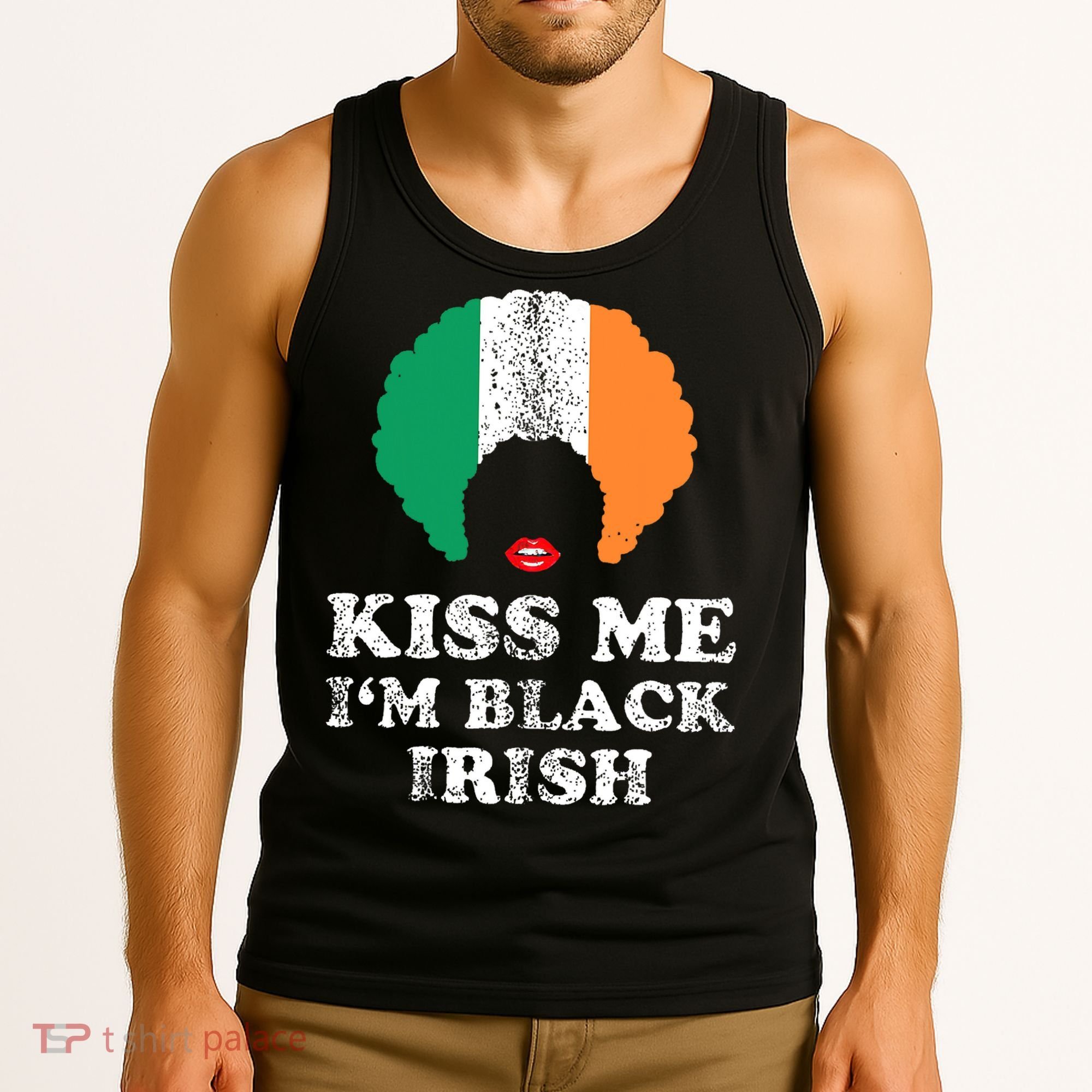 Kiss Mee I'm Black Irish History Funny St Patricks Day Tank Top
