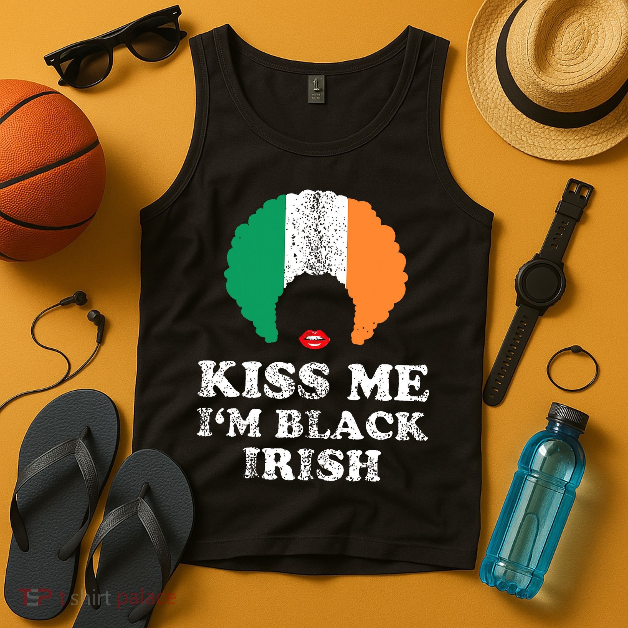 Kiss Mee I'm Black Irish History Funny St Patricks Day Tank Top