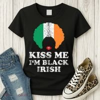 Kiss Mee I'm Black Irish History Funny St Patricks Day Women's T-Shirt thumb 3