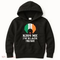 Kiss Mee I'm Black Irish History Funny St Patricks Day Kids Hoodie thumb 0