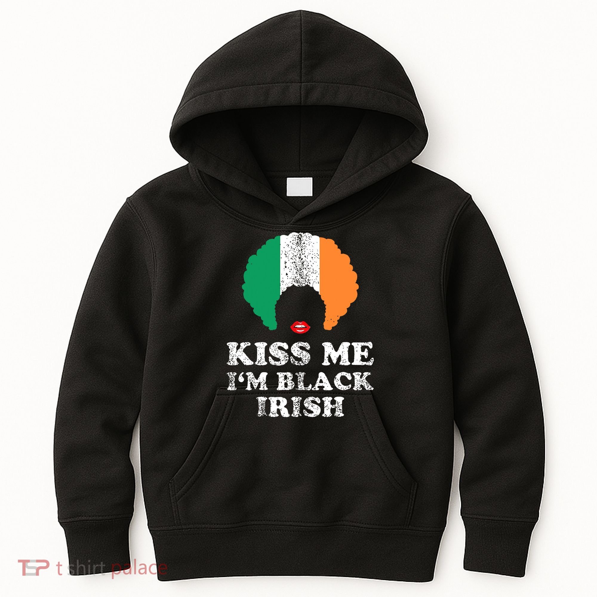 Kiss Mee I'm Black Irish History Funny St Patricks Day Kids Hoodie