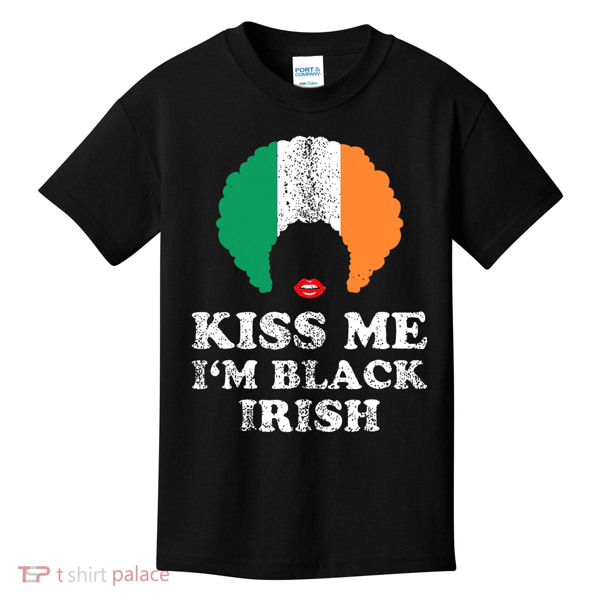 Kiss Mee I'm Black Irish History Funny St Patricks Day Kids T-Shirt