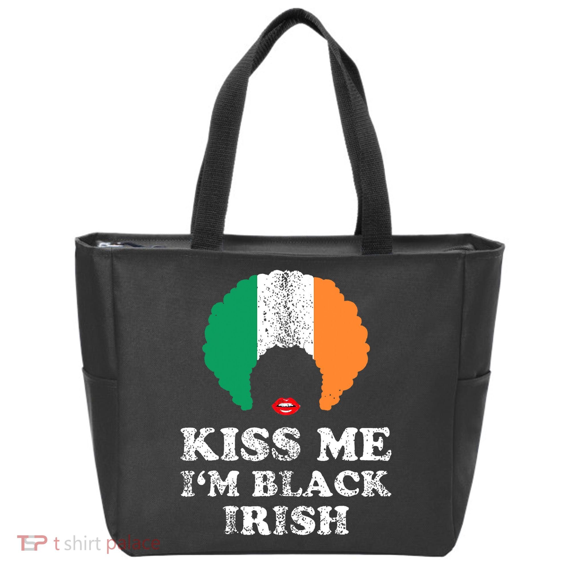 Kiss Mee I'm Black Irish History Funny St Patricks Day Tote Bag