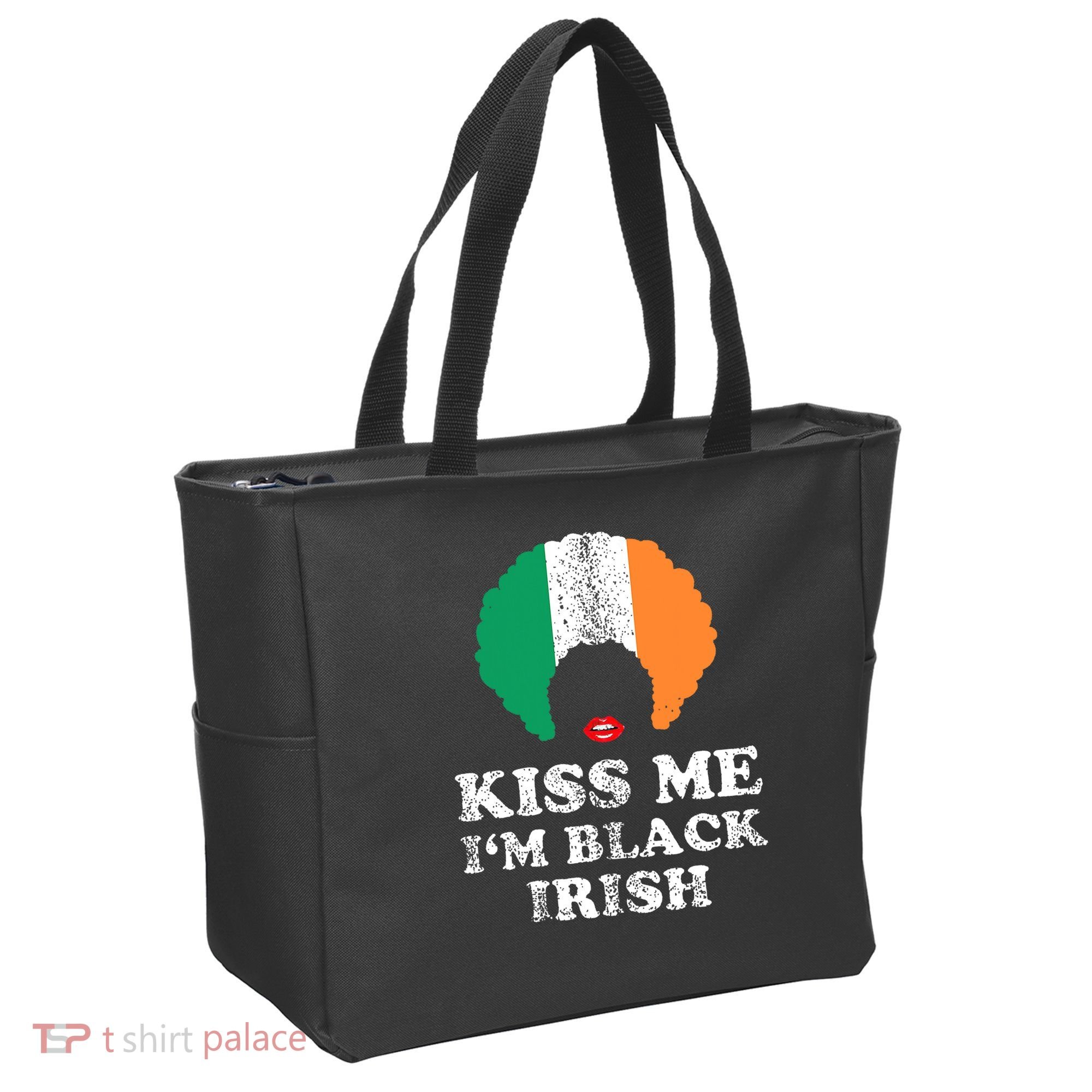 Kiss Mee I'm Black Irish History Funny St Patricks Day Tote Bag