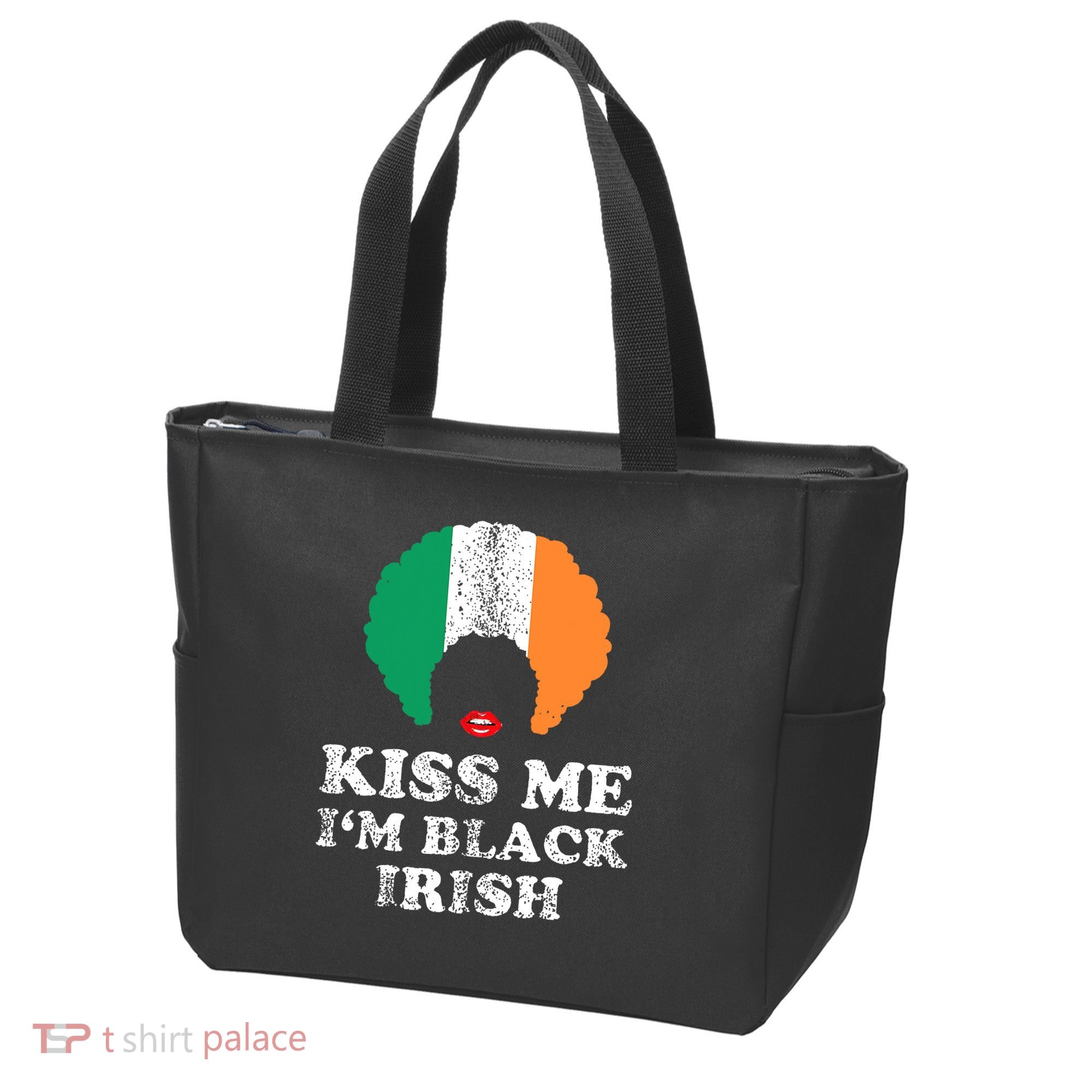 Kiss Mee I'm Black Irish History Funny St Patricks Day Tote Bag