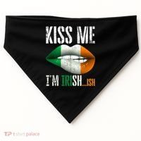 Kiss Me I'm Irish Ish With Lip And Flag St Patrick Day USA-Made Doggie Bandana thumb 0
