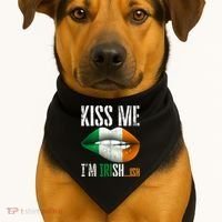Kiss Me I'm Irish Ish With Lip And Flag St Patrick Day USA-Made Doggie Bandana thumb 1