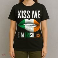 Kiss Me I'm Irish Ish With Lip And Flag St Patrick Day T-Shirt thumb 4