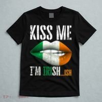 Kiss Me I'm Irish Ish With Lip And Flag St Patrick Day T-Shirt thumb 5