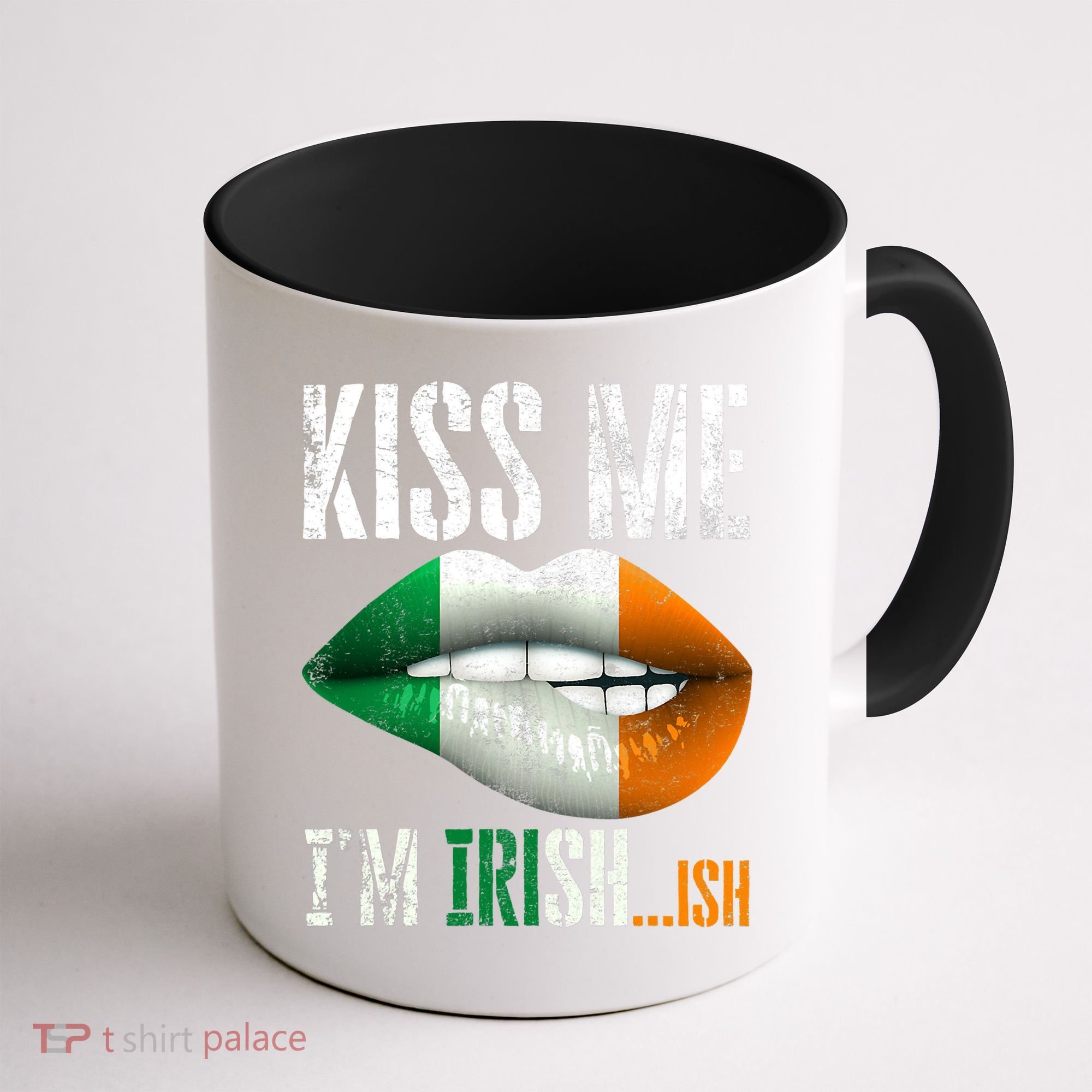 Kiss Me I'm Irish Ish With Lip And Flag St Patrick Day Coffee Mug