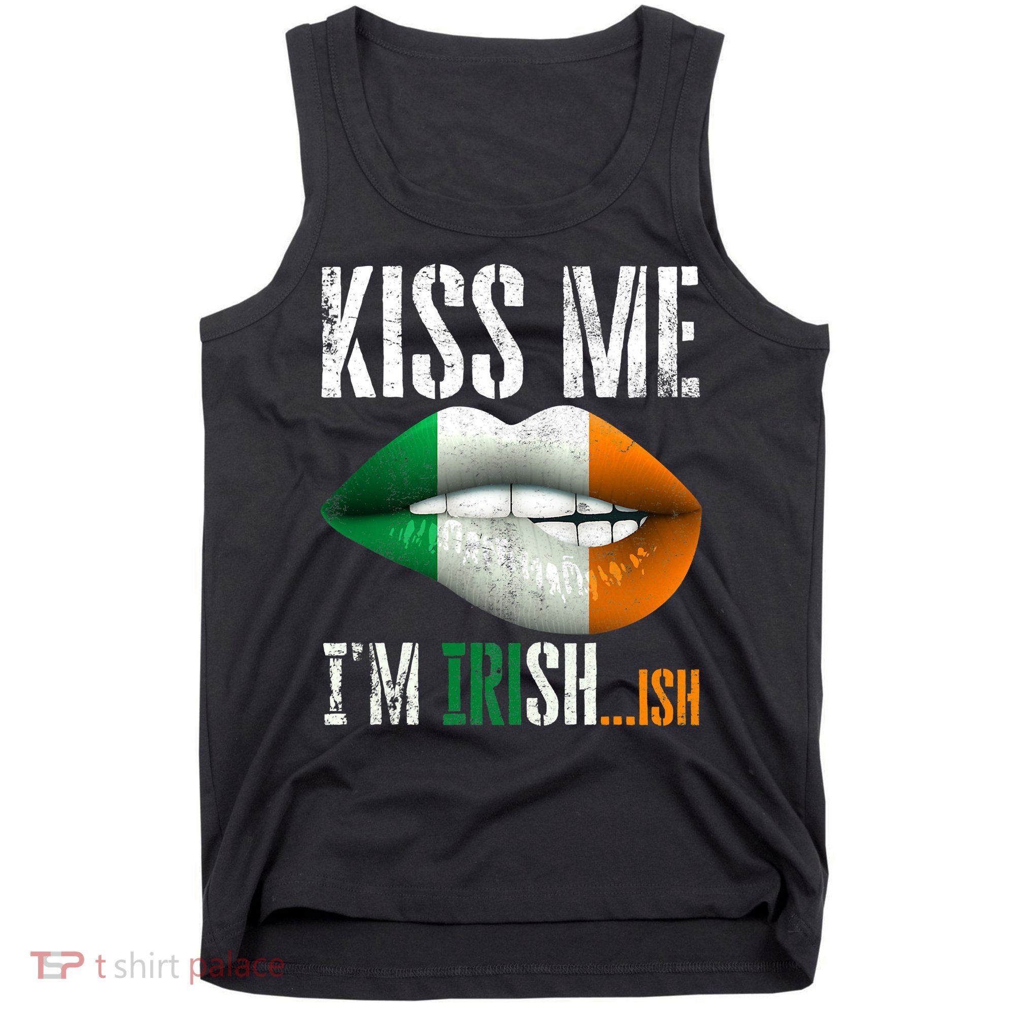 Kiss Me I'm Irish Ish With Lip And Flag St Patrick Day Tank Top