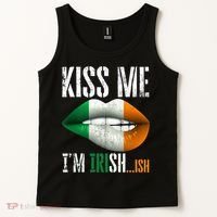 Kiss Me I'm Irish Ish With Lip And Flag St Patrick Day Tank Top thumb 2