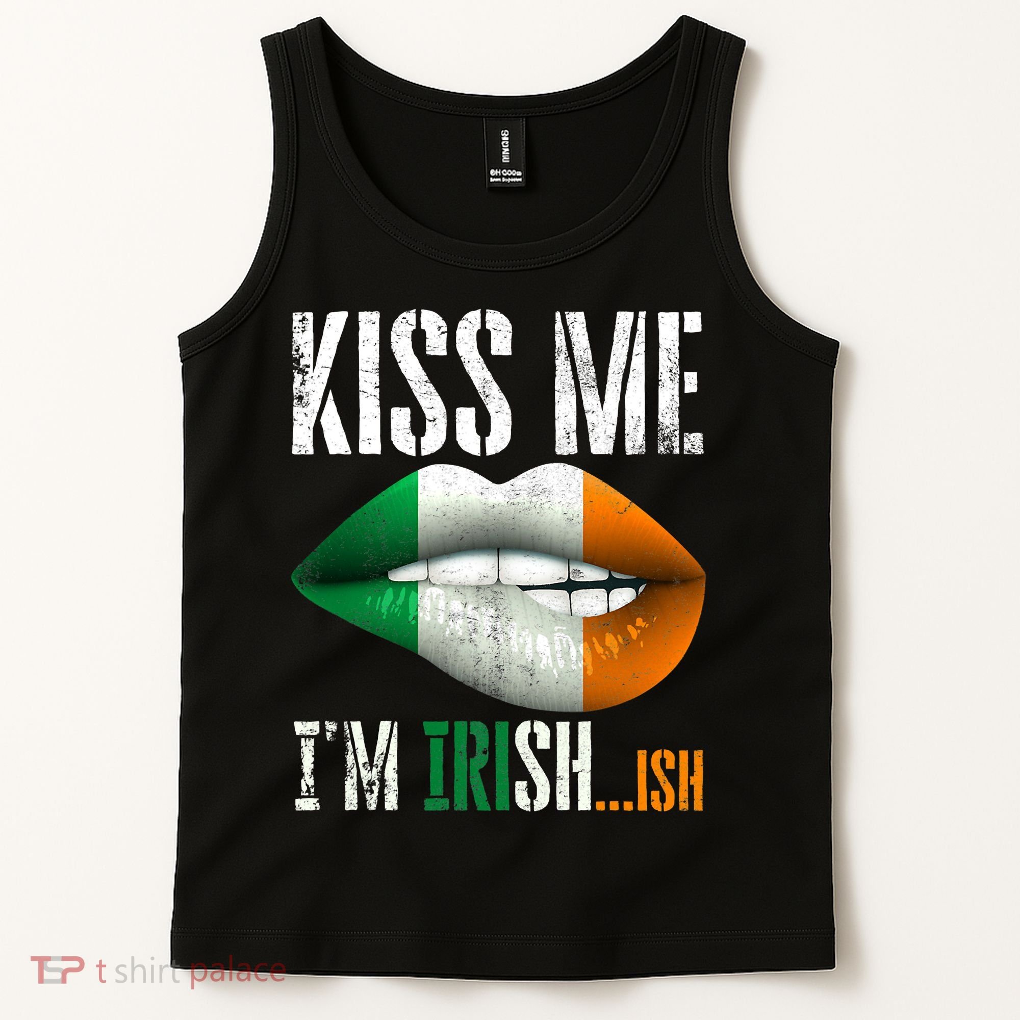 Kiss Me I'm Irish Ish With Lip And Flag St Patrick Day Tank Top