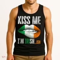 Kiss Me I'm Irish Ish With Lip And Flag St Patrick Day Tank Top thumb 3
