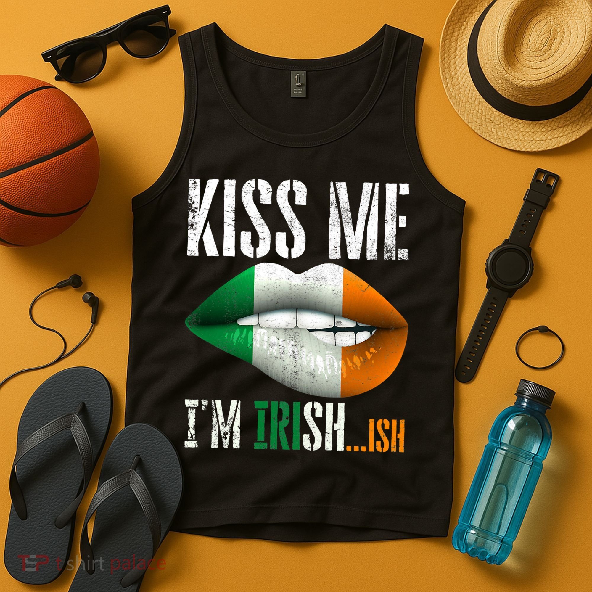 Kiss Me I'm Irish Ish With Lip And Flag St Patrick Day Tank Top