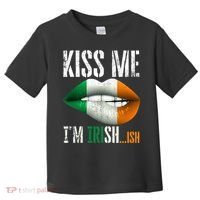 Kiss Me I'm Irish Ish With Lip And Flag St Patrick Day Toddler T-Shirt thumb 0