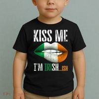 Kiss Me I'm Irish Ish With Lip And Flag St Patrick Day Toddler T-Shirt thumb 2