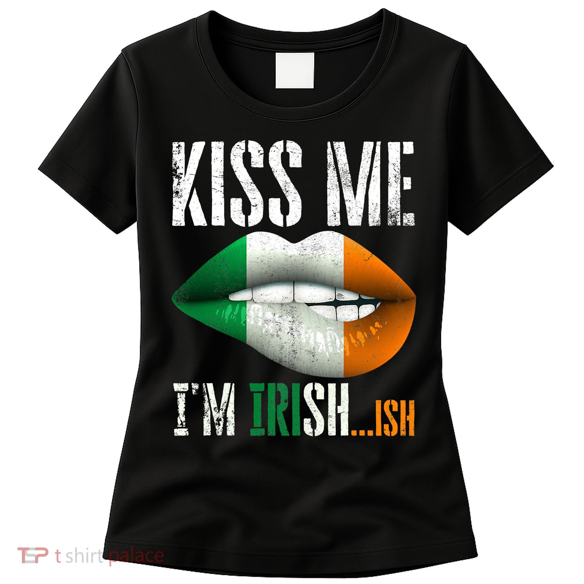 Kiss Me I'm Irish Ish With Lip And Flag St Patrick Day Women's T-Shirt
