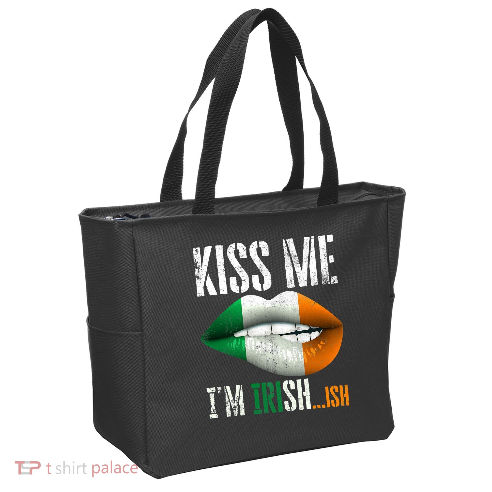 Kiss Me I'm Irish Ish With Lip And Flag St Patrick Day Tote Bag