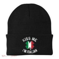 Kiss Me I'm Italian Shamrock Flag St Patricks Day Funny Gift Meaningful Gift Beanie thumb 0