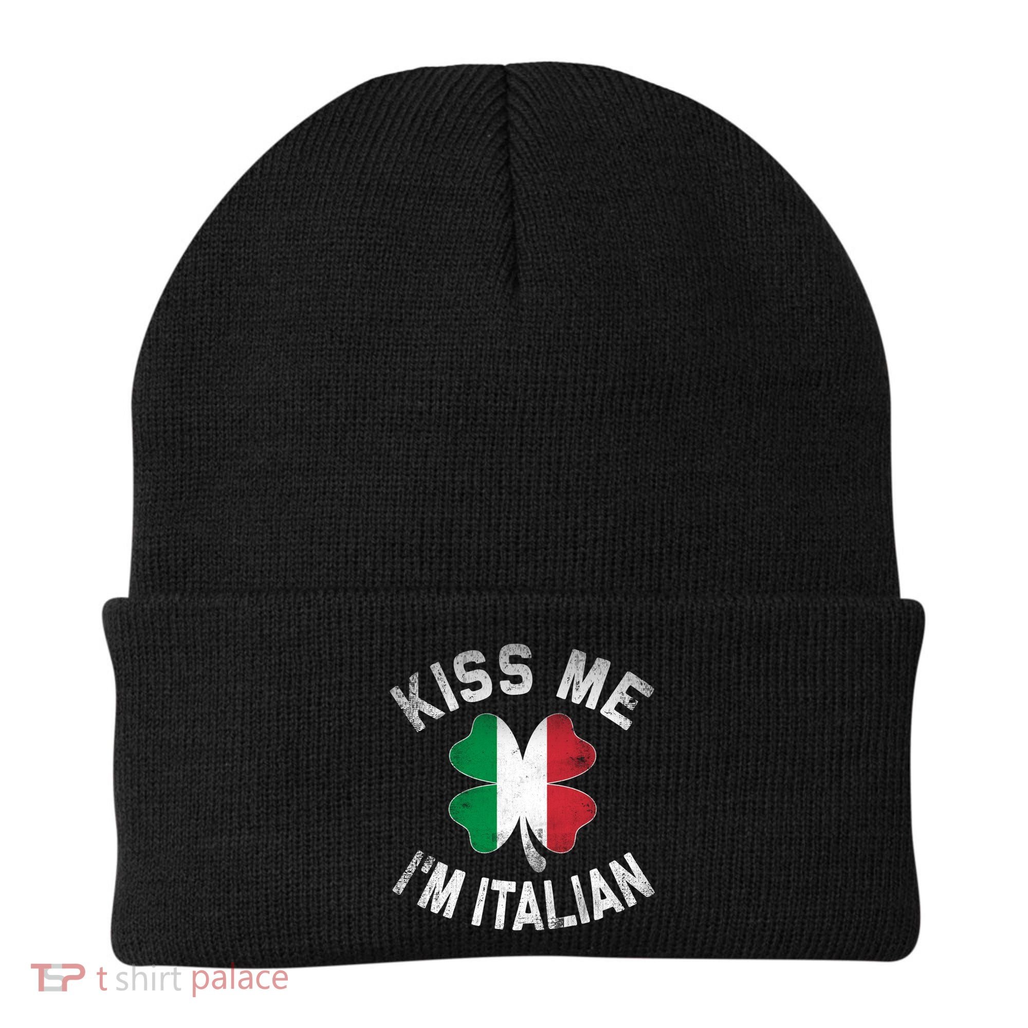 Kiss Me I'm Italian Shamrock Flag St Patricks Day Funny Gift Meaningful Gift Beanie