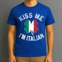 Kiss Me I'm Italian Shamrock Flag St Patricks Day Funny Gift Meaningful Gift T-Shirt thumb 3