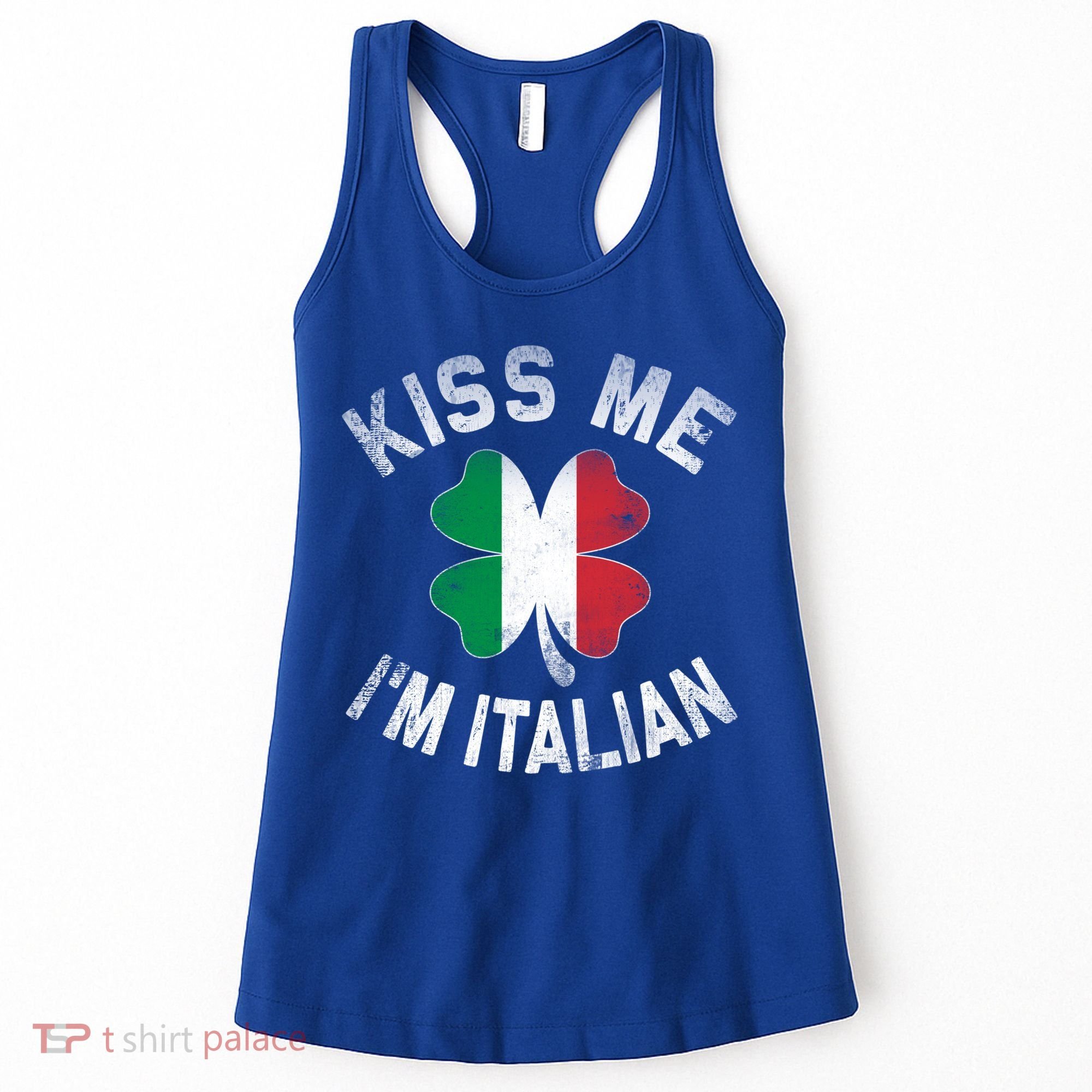 Kiss Me I'm Italian Shamrock Flag St Patricks Day Funny Gift Meaningful Gift Women's Tank Top